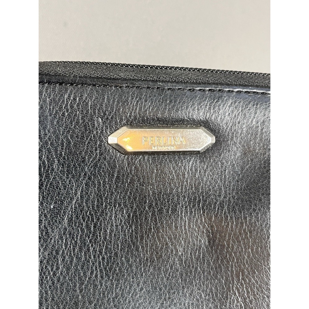 Perlina New York Black Soft Leather Zipper Wallet Clutch NWOT - Picture 2 of 16